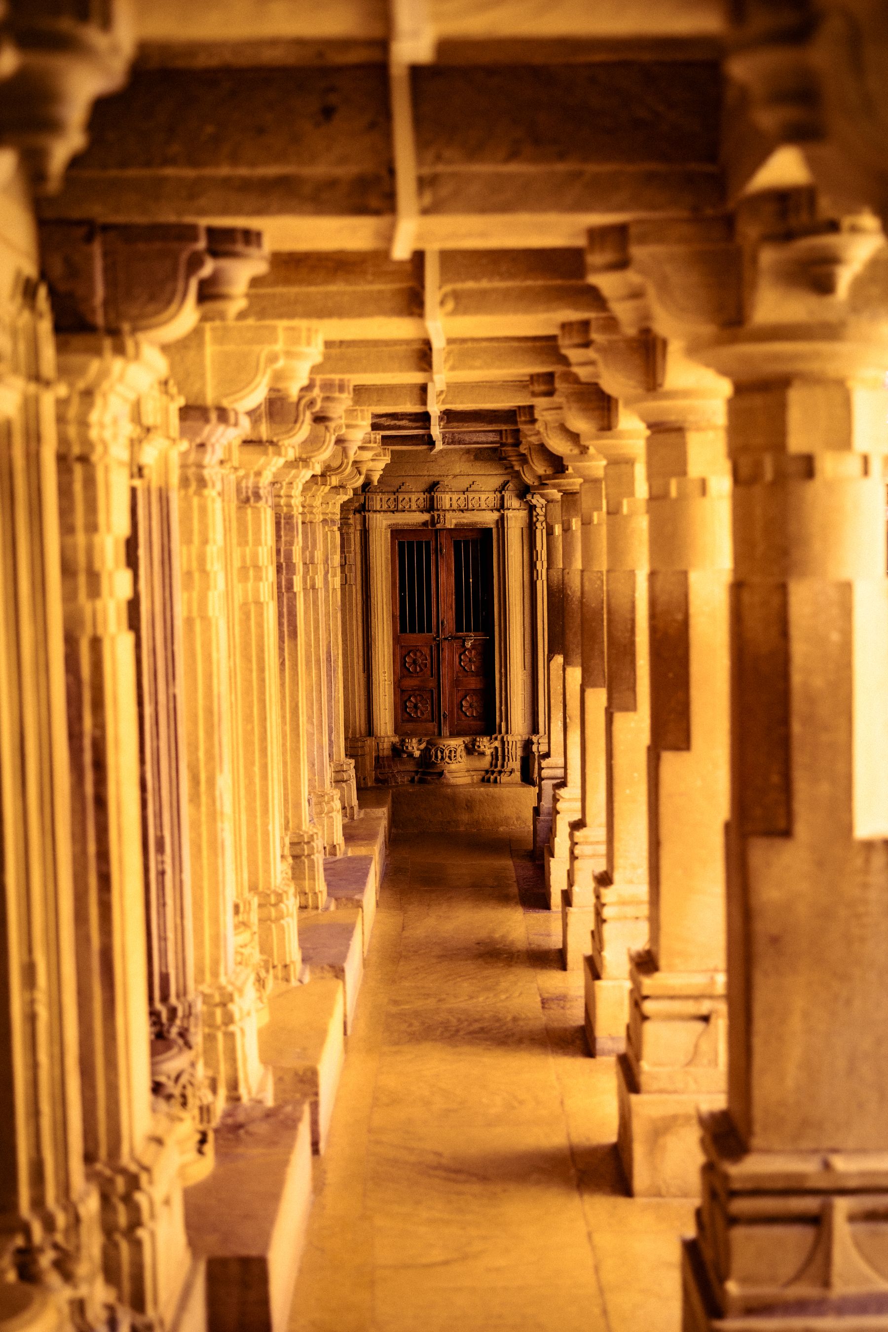 Golden Stone Colonnade And Corridor